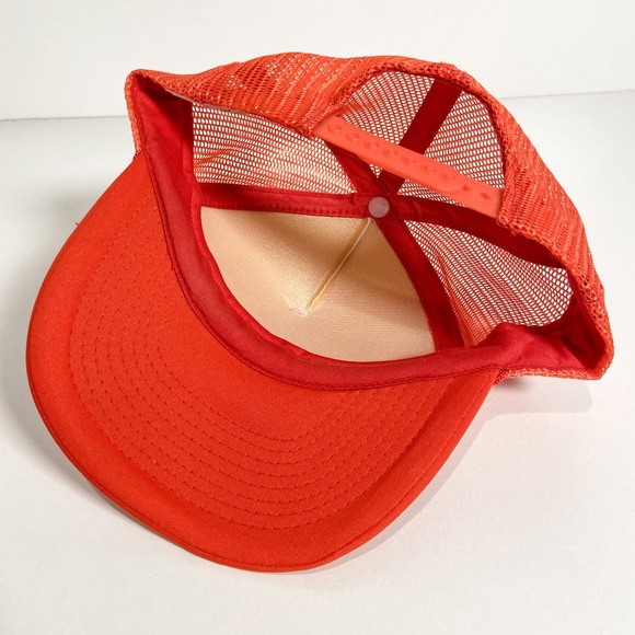 Vintage Reddish Orange Trucker Hat Mesh Snapback Beer Drinking Funny Novelty - Picture 10 of 15